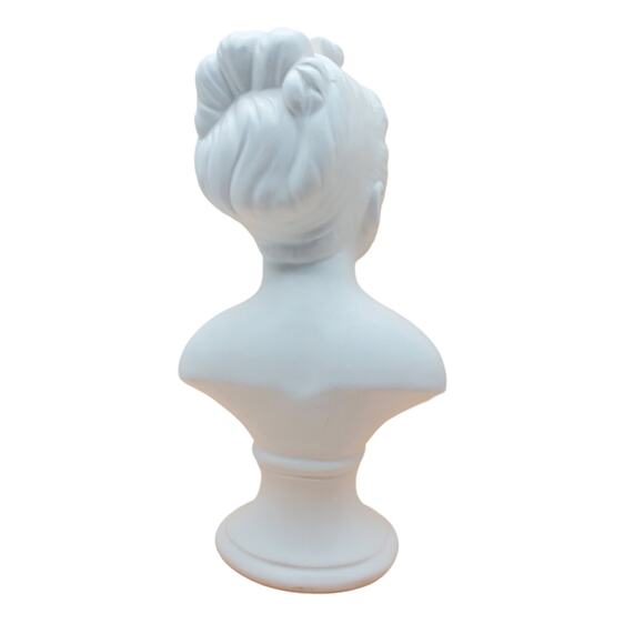 Vintage White Ceramic Bust Girl Female Head Statue Mid Century Classical Decor - Picture 2 of 15